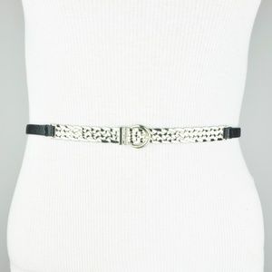 Black Metallic Faux Leather Belt